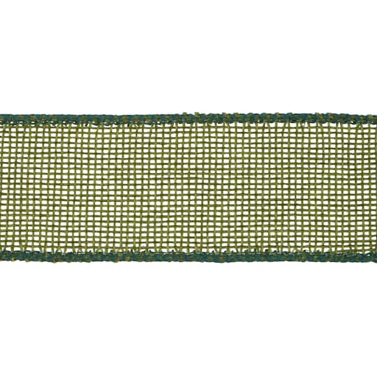 1.5" x 10yd. Green Wired Faux Burlap Ribbon by Celebrate It®